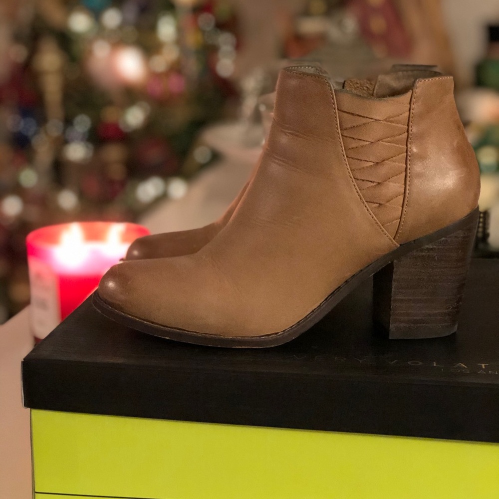 Very Volatile Tan Leather Booties